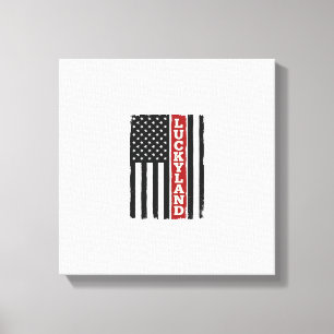 Luckyland Vertical Patriotic Flag Vintage Canvas Print