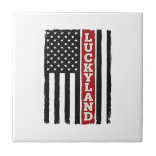 Luckyland Vertical Patriotic Flag Vintage Tile