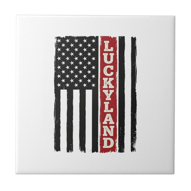 Luckyland Vertical Patriotic Flag Vintage Tile (Front)