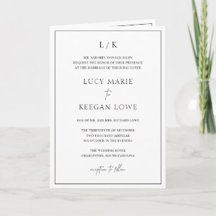 Lucy Black and White Classic Elegant Wedding Invitation