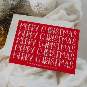 LUCY Bright Red Cute Fun Family Merry Christmas Holiday Card