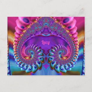 LUCY ~ Glossy Postcard 3D Pink Blue Purple Zany