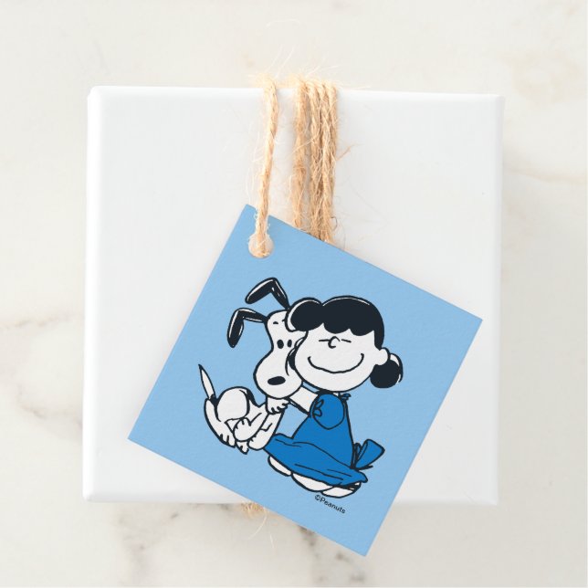 Lucy Hugging Snoopy Favour Tags (In Situ)