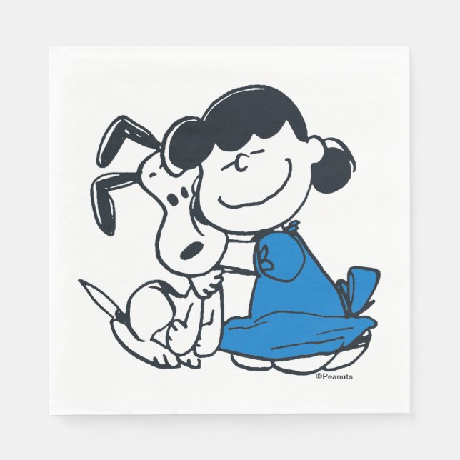 Lucy Hugging Snoopy Napkin (Front)