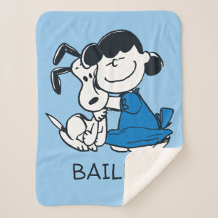 Lucy Hugging Snoopy Pet Sherpa Blanket