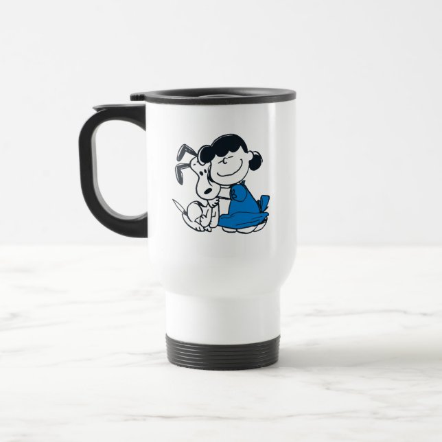 Lucy Hugging Snoopy Travel Mug (Left)