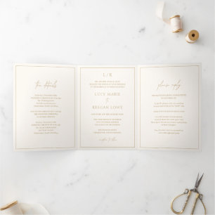 Lucy Ivory Classic Elegant Wedding Tri-Fold Invitation