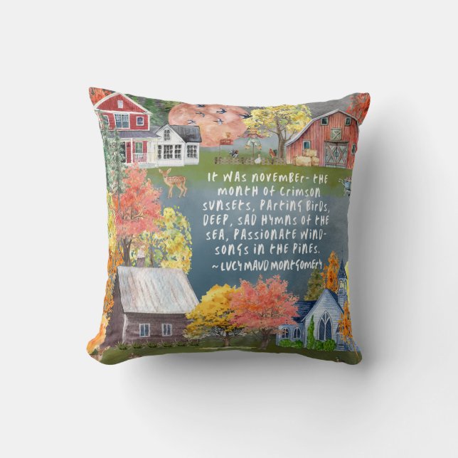 Lucy Maud Montgomery Quote Fall Pillow (Front)