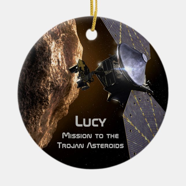 Lucy Mission to Study Trojan Asteroids Ceramic Tree Decoration (Front)