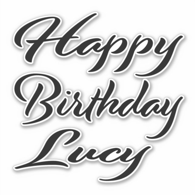 Lucy name first name black Sticker birthday (Front)