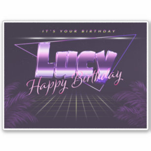 Lucy Name First name lila retro Sticker Birthday