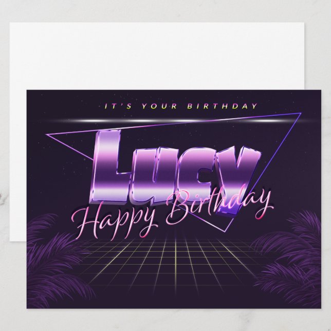 Lucy Name First name pura retro card Birthday (Front/Back)