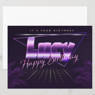 Lucy Name Vorname lila retro Karte Geburtstag Card