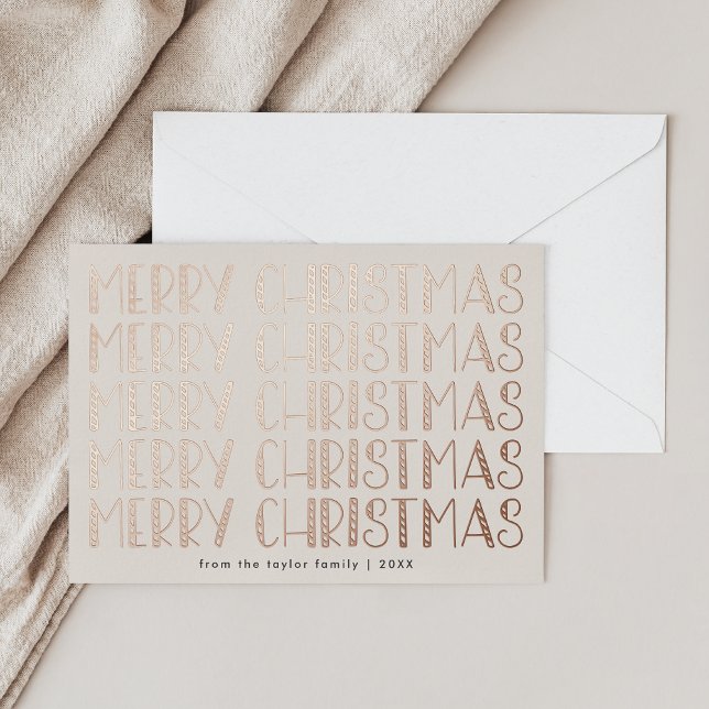 LUCY Rose Gold Foil Fun Family Merry Christmas Holiday Card (LUCY Rose Gold Foil Fun Family Merry Christmas Foil Holiday Card)