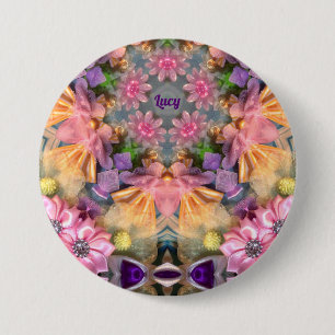 LUCY ~ Shades Yellow, Purple, Pink, Blue ~ 7.5 Cm Round Badge
