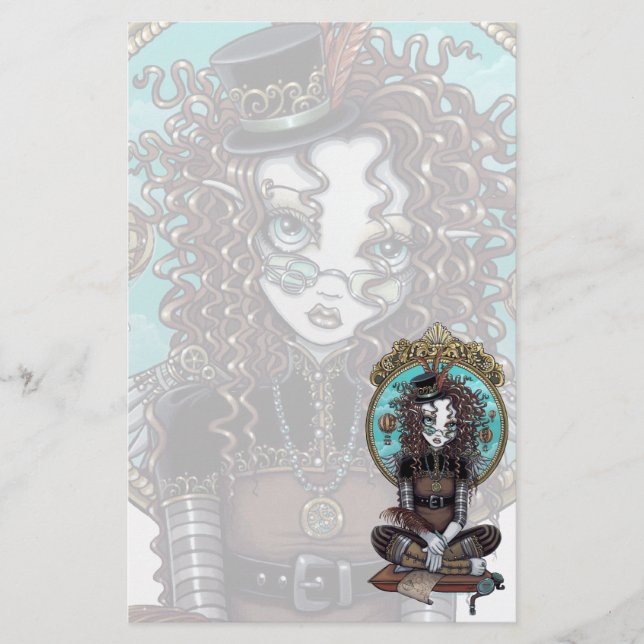 "Lucy" Steam Punk Air Balloon Fairy Art Stationery (Front)