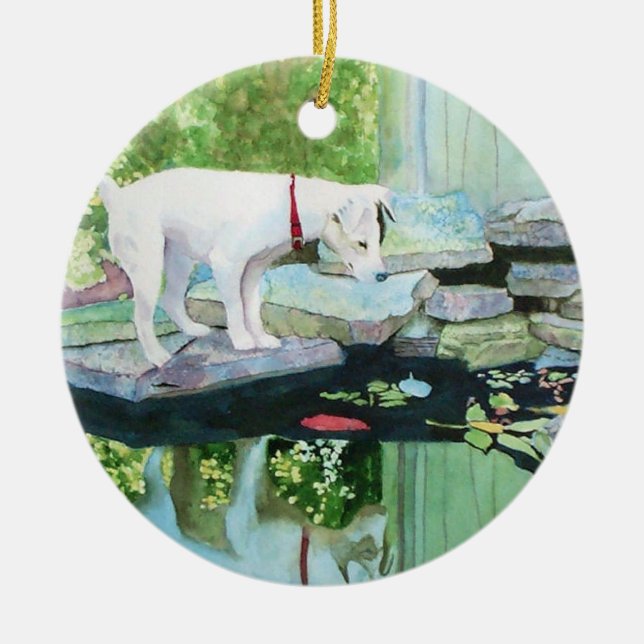 Lucy the Jack Russell Terrier Ceramic Tree Decoration (Front)