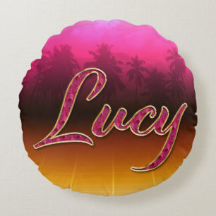 Lucy Vorname Name golden pink Kissen Round Cushion