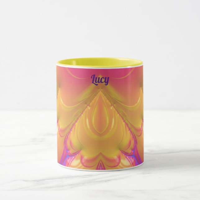LUCY ~ Zany 3D ~ Pink Yellow Blue ~ 3D Mug (Center)