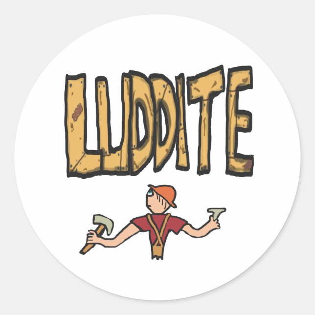 Luddite Classic Round Sticker (Front)
