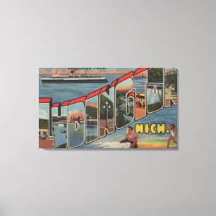 Ludington, Michigan - Large Letter Scenes Canvas Print