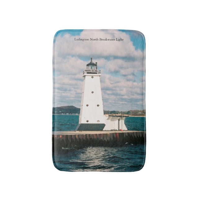 Ludington North Breakwater Light bathmat (Front Vertical)