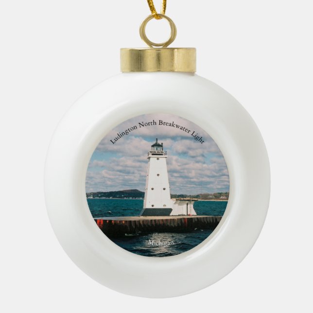 Ludington North Breakwater Light ornament (Front)