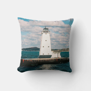 Ludington North Breakwater Light square pillow