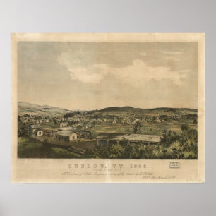 Ludlow Vermont 1859 Antique Panoramic Map Poster