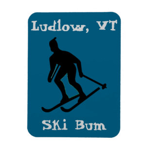 Ludlow, VT Icy Ski Bum (Hardpack Vermont Skiing)  Magnet
