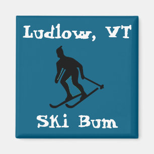 Ludlow, VT Vermont Ski Bum (Green Mountain Skiing) Magnet