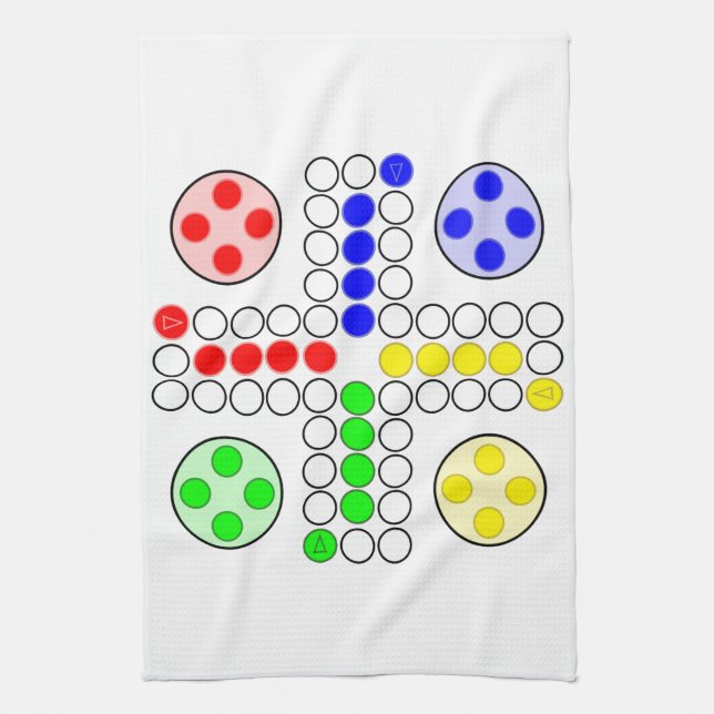 Ludo Classic Board Game Tea Towel (Vertical)