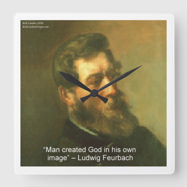 Ludwig Feurbach & Atheist Quote Wall Clock (Front)