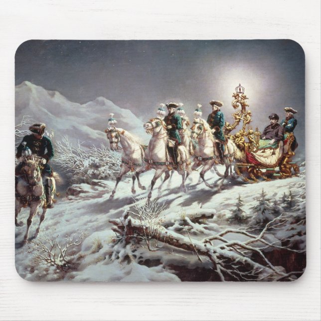 Ludwig II  of Bavaria Sleighing at Night Mouse Mat (Front)