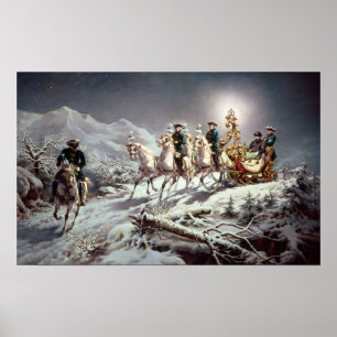 Ludwig II of Bavaria Sleighing at Night Poster