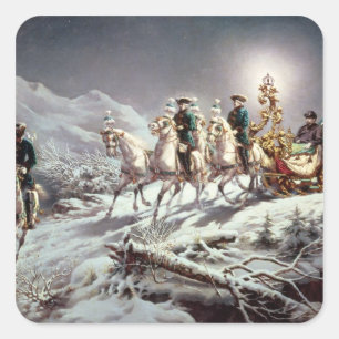 Ludwig II  of Bavaria Sleighing at Night Square Sticker