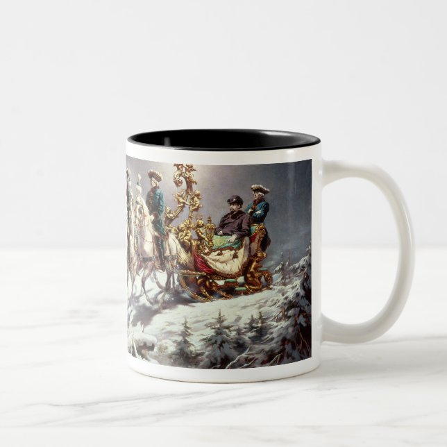 Ludwig II  of Bavaria Sleighing at Night Two-Tone Coffee Mug (Right)
