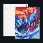 Ludwig Kirchner Winter Landscape in Moonlight Postcard<br><div class="desc">Winter Landscape in Moonlight (1919) by Ernst Ludwig Kirchner is a serene expressionist painting depicting a snowy landscape under the glow of moonlight. The scene includes a desolate, snow-covered ground with dark trees and soft, silvery light reflecting on the snow. The painting conveys a tranquil yet slightly mysterious atmosphere, highlighting...</div>