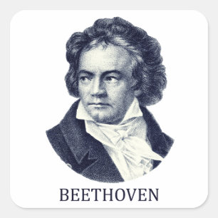 Ludwig van Beethoven, blue Square Sticker