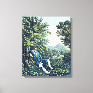 Ludwig van Beethoven by a River (coloured engravin Canvas Print