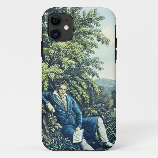 Ludwig van Beethoven by a River (coloured engravin Case-Mate iPhone Case (Back)