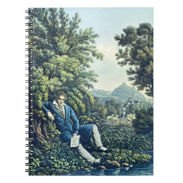 Ludwig van Beethoven by a River (coloured engravin Notebook (Front)