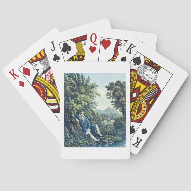 Ludwig van Beethoven by a River (coloured engravin Playing Cards (Back)