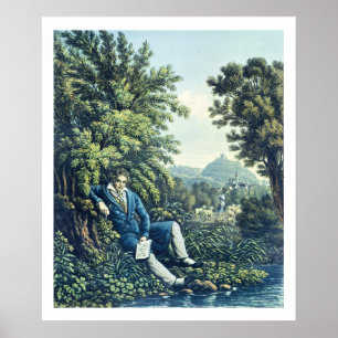 Ludwig van Beethoven by a River (coloured engravin Poster