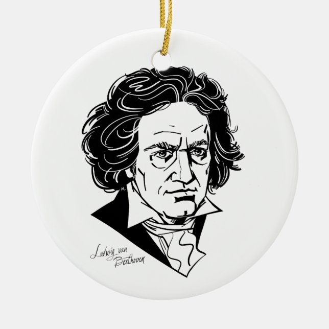 Ludwig van Beethoven Ceramic Tree Decoration (Front)