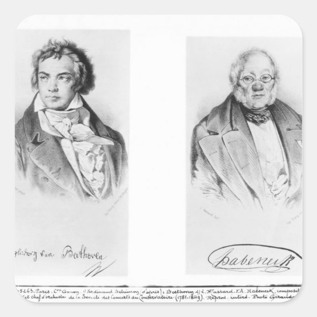 Ludwig van Beethoven & Francois-Antoine Habeneck Square Sticker (Front)