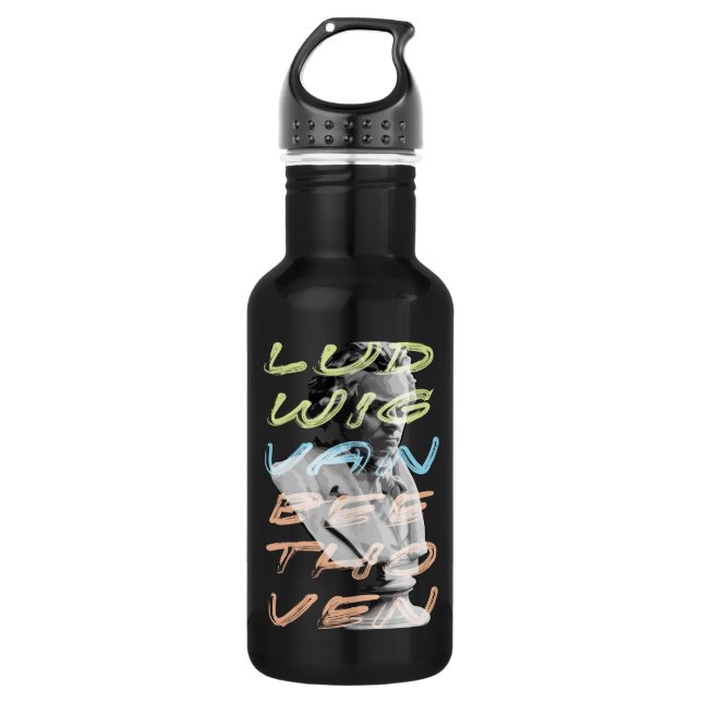 Ludwig van Beethoven in neon typography design 532 Ml Water Bottle (Front)