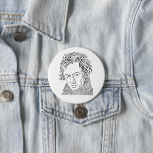 Ludwig Van Beethoven, Music Notes, Music Symbols 7.5 Cm Round Badge
