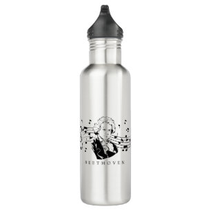 Ludwig van Beethoven Portrait and Bust With Notes  710 Ml Water Bottle