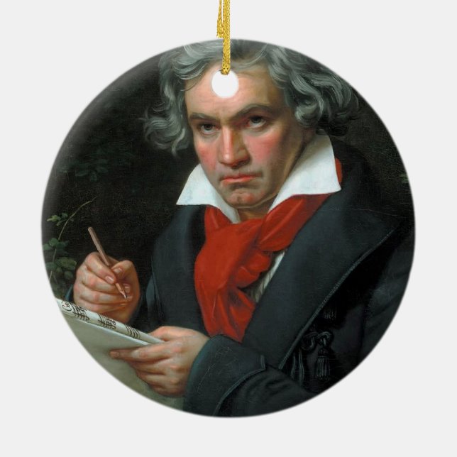 Ludwig van Beethoven Portrait Ceramic Tree Decoration (Back)